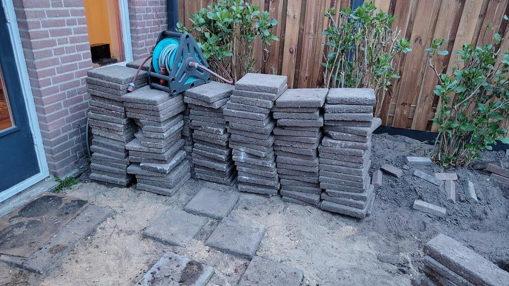 Gebruikte terrastegels, ca. 10 m², Tuin en Terras, Tegels en Klinkers, Ophalen, Gebruikt, 10 m² of meer, Terrastegels