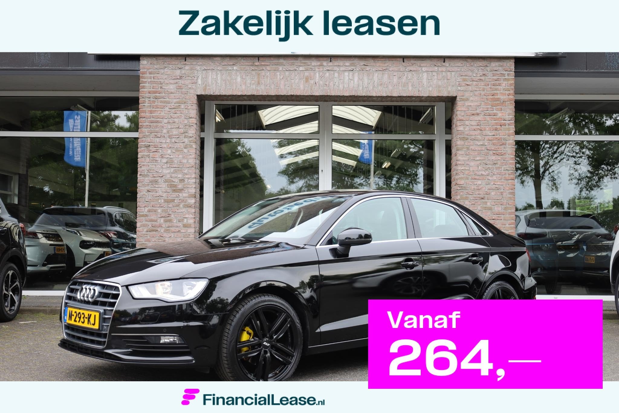 Audi A3 Limousine 1.4 TFSI Ambition HALFLEER NAVI 2xPDC STOE, Voorwielaandrijving, Gebruikt, 4 cilinders, Zwart