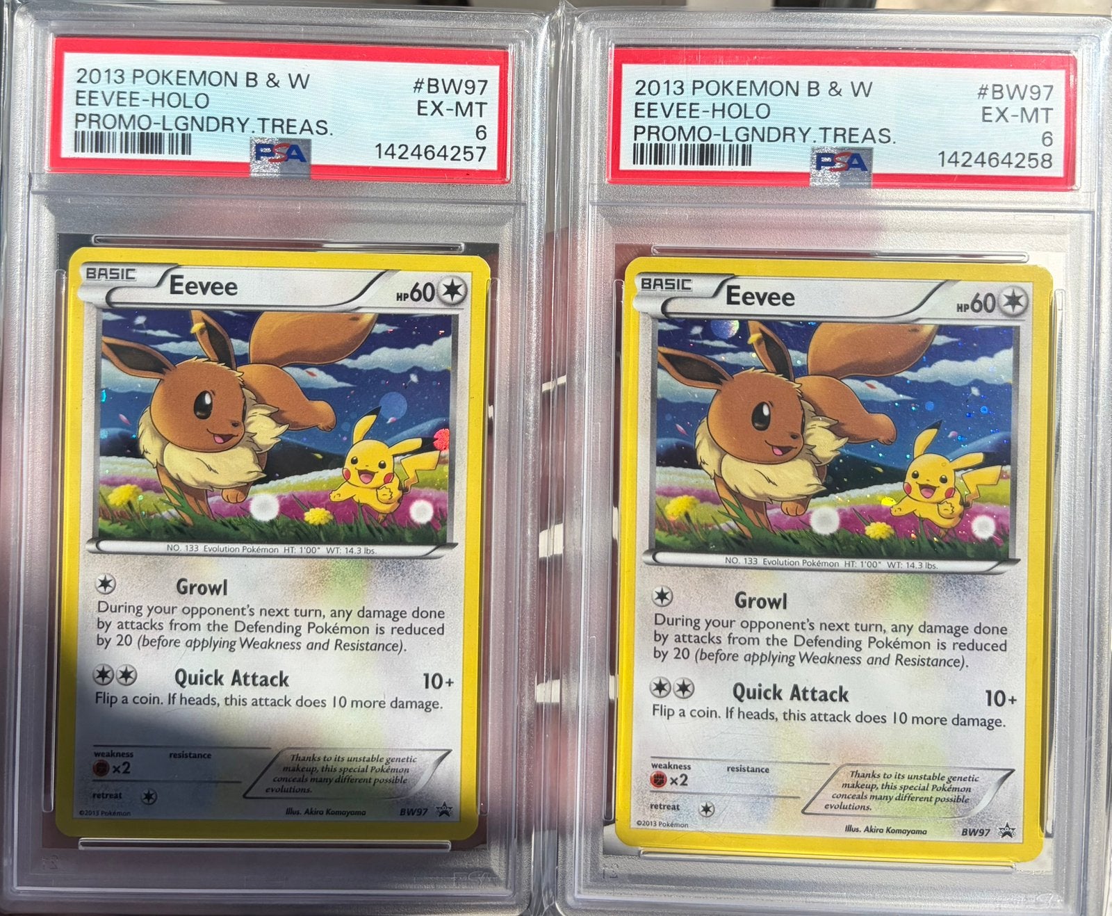 Eevee B&W promo PSA 6 BW97 legendary treasures pikachu, Ophalen of Verzenden, Zo goed als nieuw