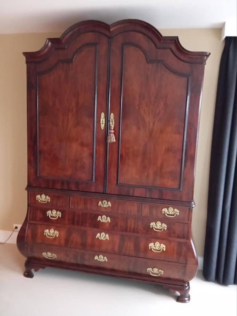 Louis XV Mahonie Kabinet met Secretaire - Gerestaureerd, Ophalen of Verzenden