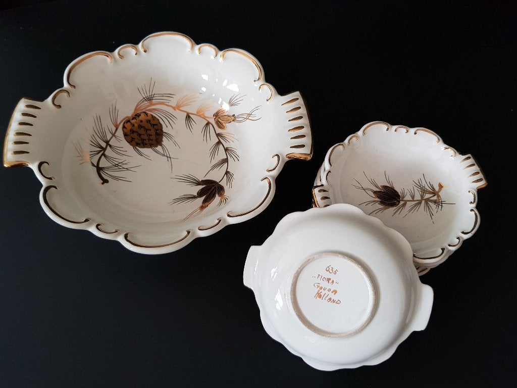 Set van Flora Gouda Donna Holland schaaltjes, onbeschadigd, Antiek en Kunst, Ophalen of Verzenden