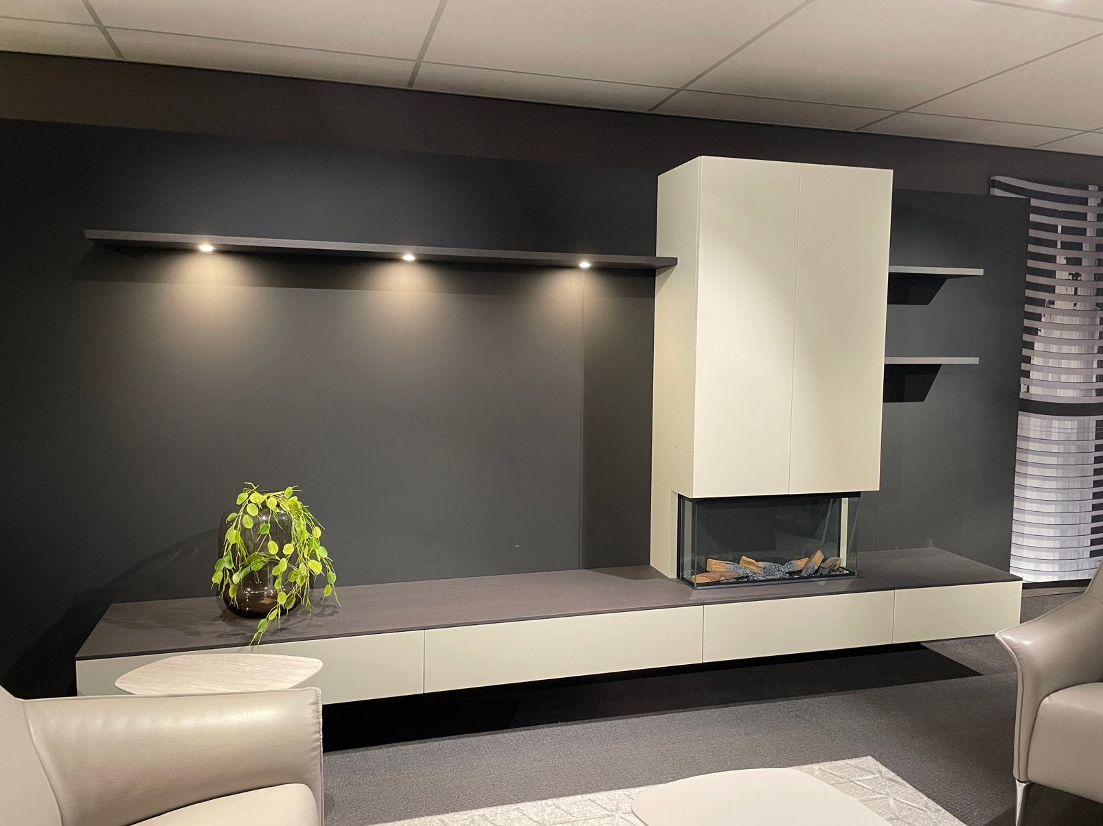 Interstar TH223-20 wandmeubel met haard, nu voor €8365,-, Ophalen, Zo goed als nieuw, 25 tot 50 cm, Minder dan 100 cm
