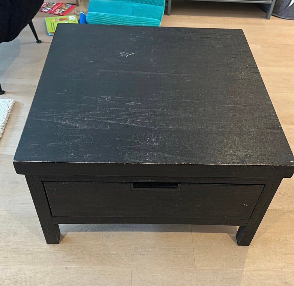 Zwarte vierkante salontafel met lades van pronto, Ophalen, Zo goed als nieuw, 50 tot 100 cm, 50 tot 75 cm