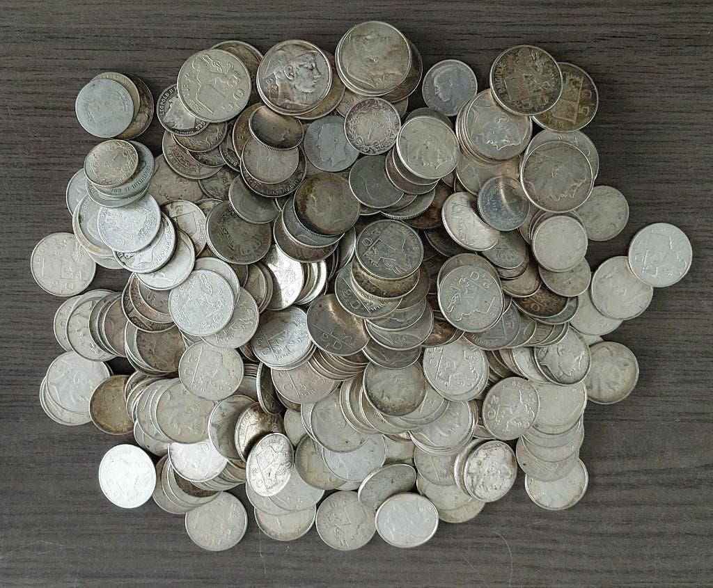 2,846 kilo zilveren munten 835/1000 België voor zilverprijs, Ophalen of Verzenden, Zilver