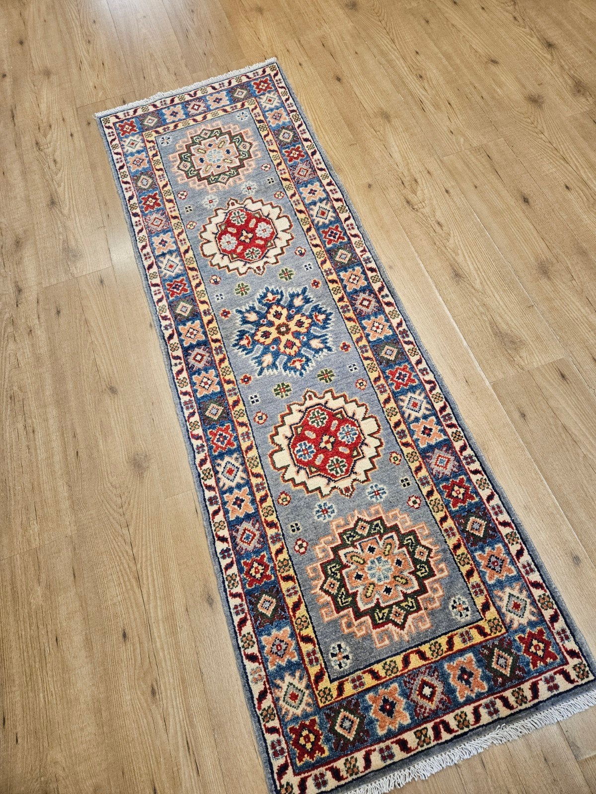 Handgeknoopt oosters wollen tapijt loper kazak 191x62, Info@SlatsAntiek.nl, Perzisch, Vof Slats Antiek, 150 tot 200 cm