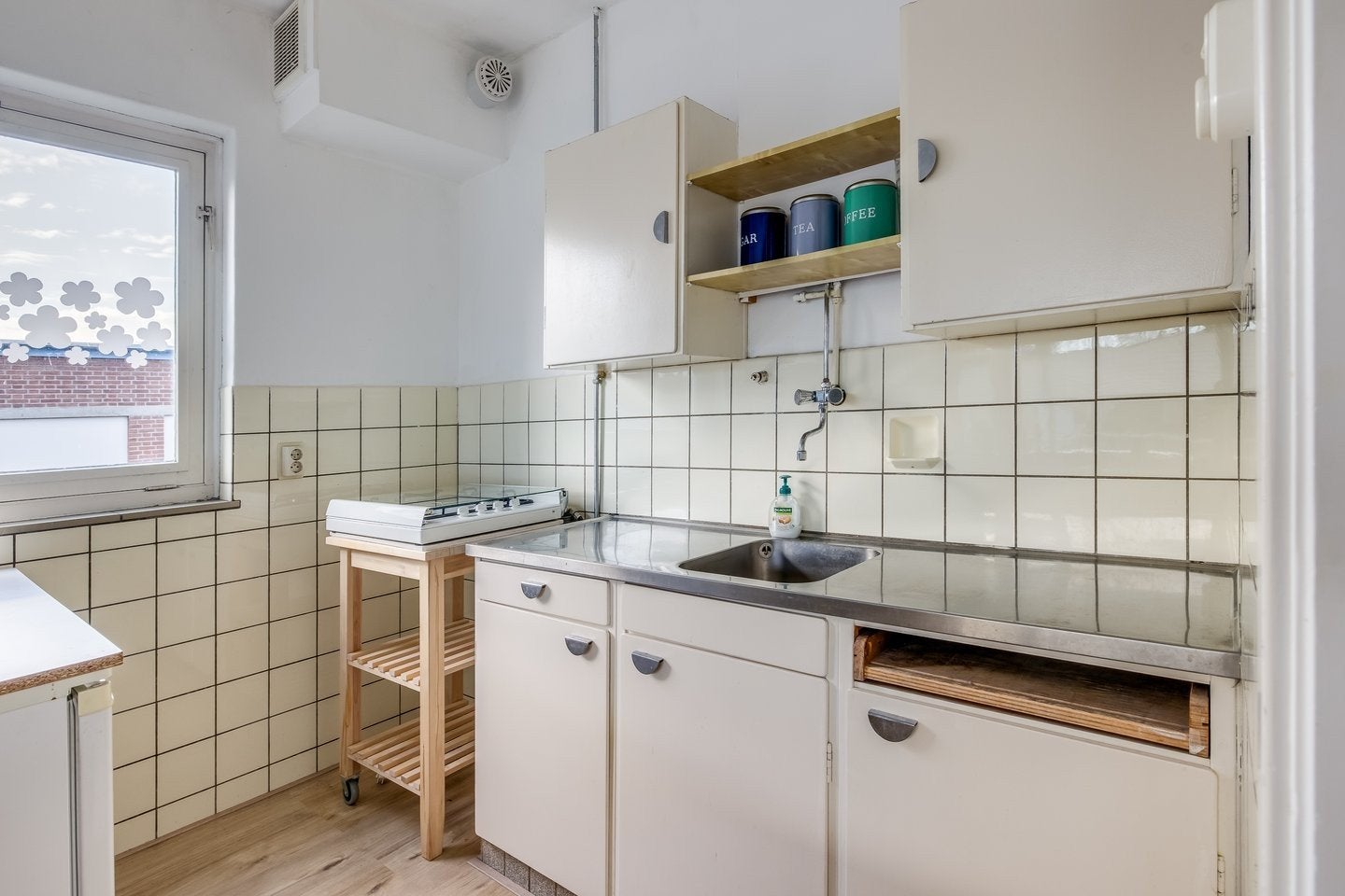 Witte Bruynzeel keukenkastjes met originele handvaten, Ophalen, Gebruikt, Wit, 50 tot 100 cm