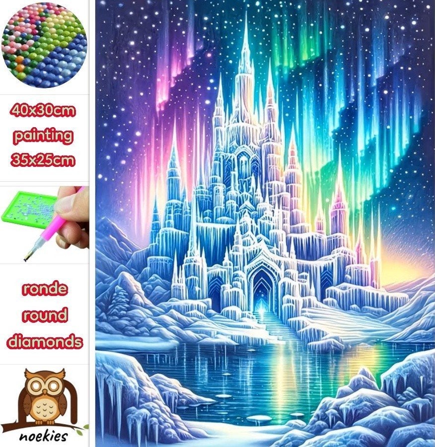 nr 268 Diamond painting verlicht paleis 40x30cm (rond), Fantasie, Verzenden, Educatief, Nieuw