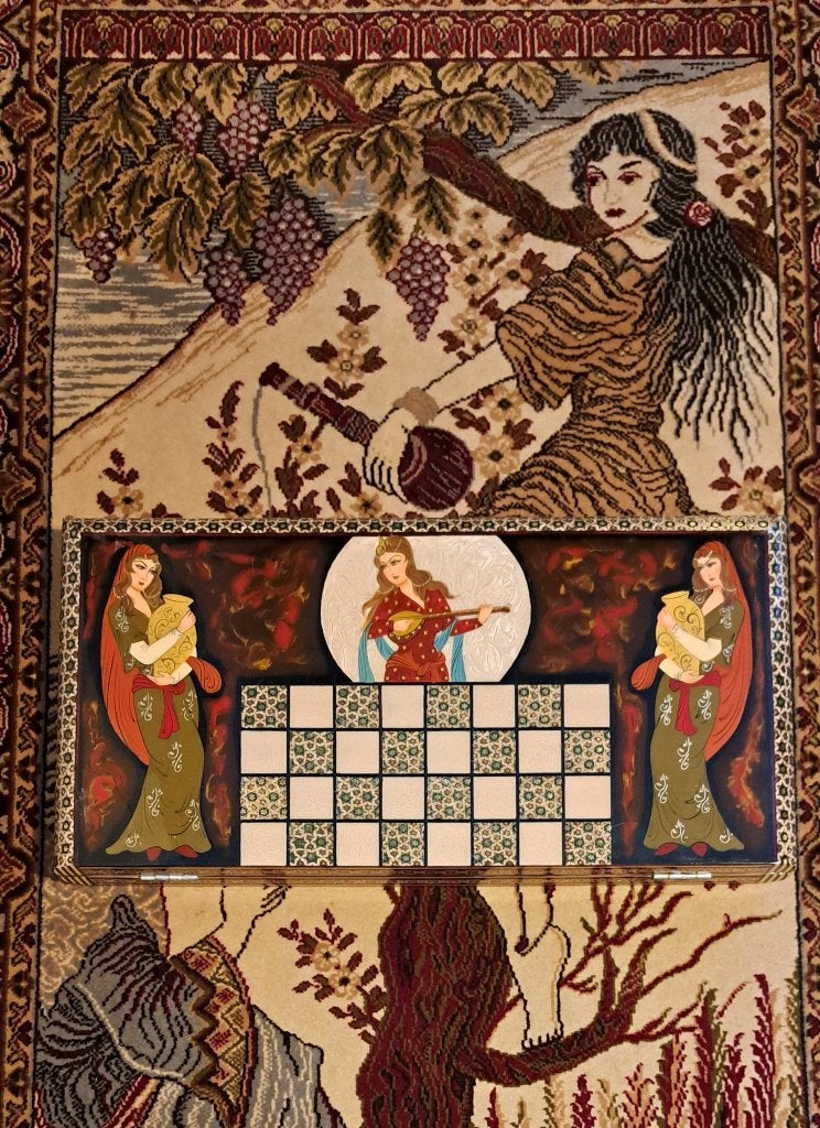 HANDGEMAAKTE Perzische (isfahan) Khatam Kari, Antiek en Kunst, Overige typen, 50 cm, Meerkleurig, Overige herkomsten