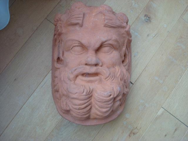 TERACOTTA KOP VAN NATUUR GOD  PAN, Ophalen, Gebruikt