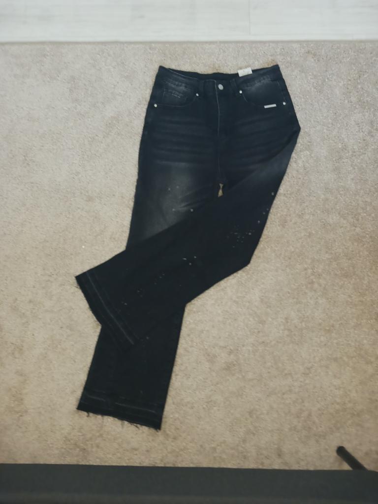 Zwarte flared jeans Maat S, Kleding | Heren, Ophalen of Verzenden, Zo goed als nieuw, Zwart, W32 (confectie 46) of kleiner