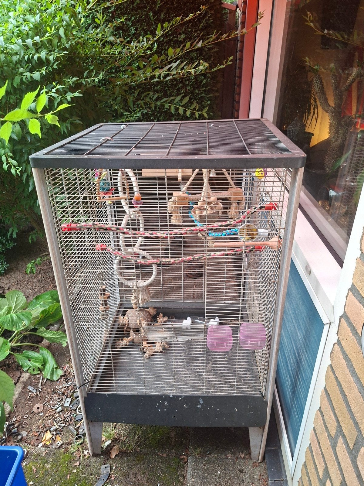 Vogelkooi met toebehoren, Dieren en Toebehoren, Vogels | Hokken en Kooien, Ophalen, Metaal, Vogelkooi