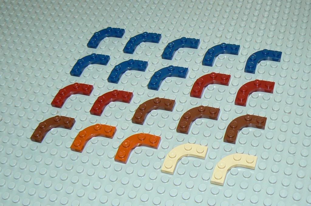 L1397 Kwart rond plaatje 3x3 diverse kleuren 20 st., Ophalen of Verzenden, Nieuw, Losse stenen, Lego