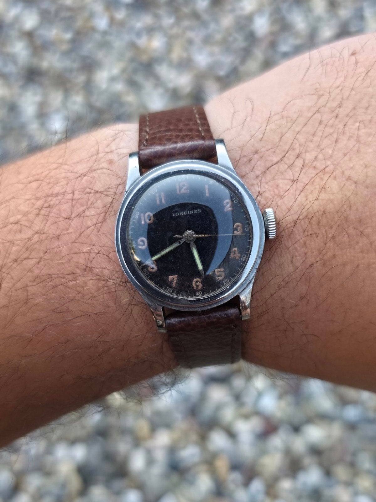 Longines Sei Tacche horloge Cal 10L (Jaren 40), Sieraden, Tassen en Uiterlijk, Horloges | Antiek, Staal, Met bandje, Polshorloge