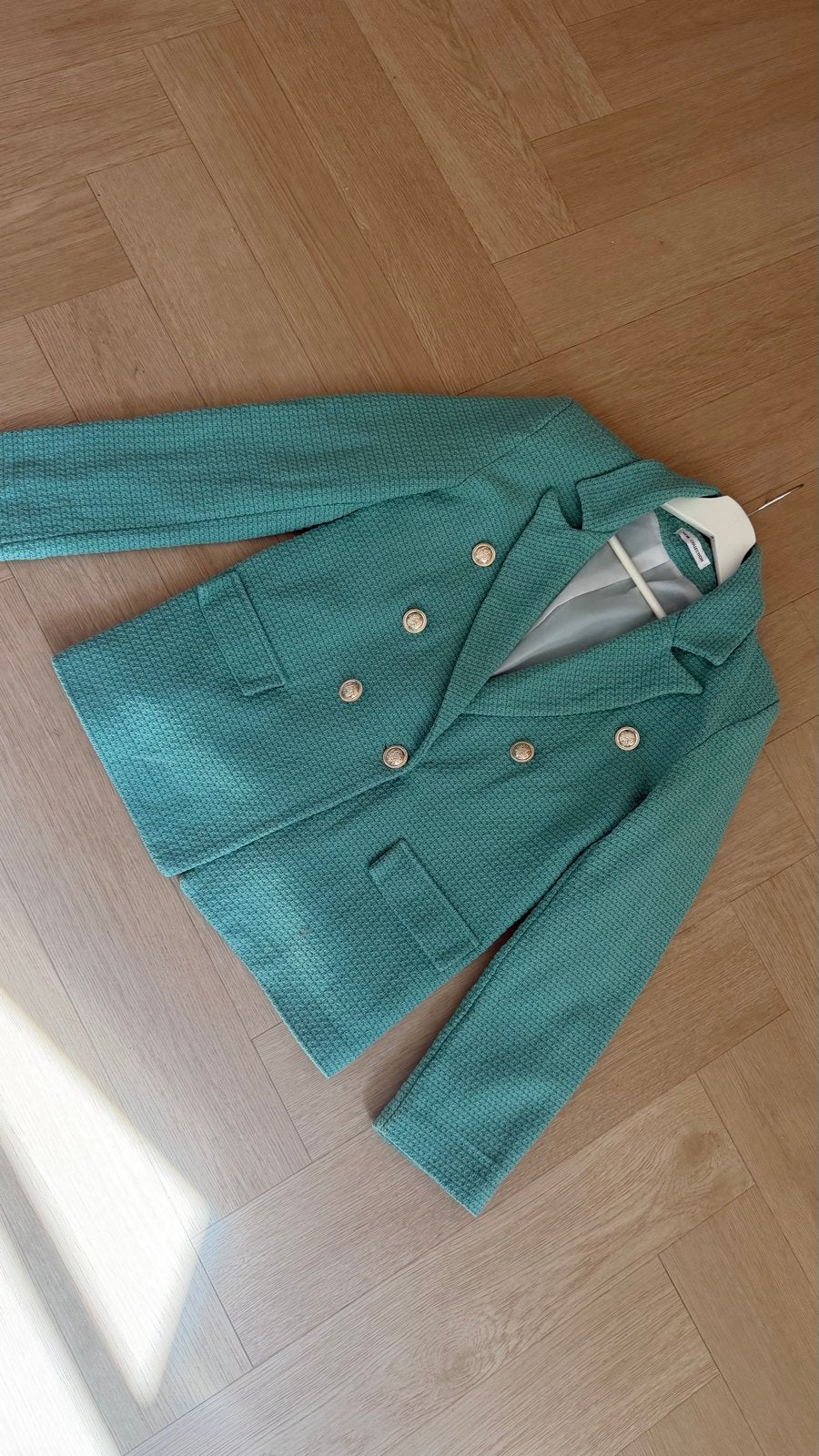 Turquoise blazer met scheepsknopen van New Look, maat 36, Ophalen of Verzenden, Zo goed als nieuw, Jasje, Maat 36 (S)