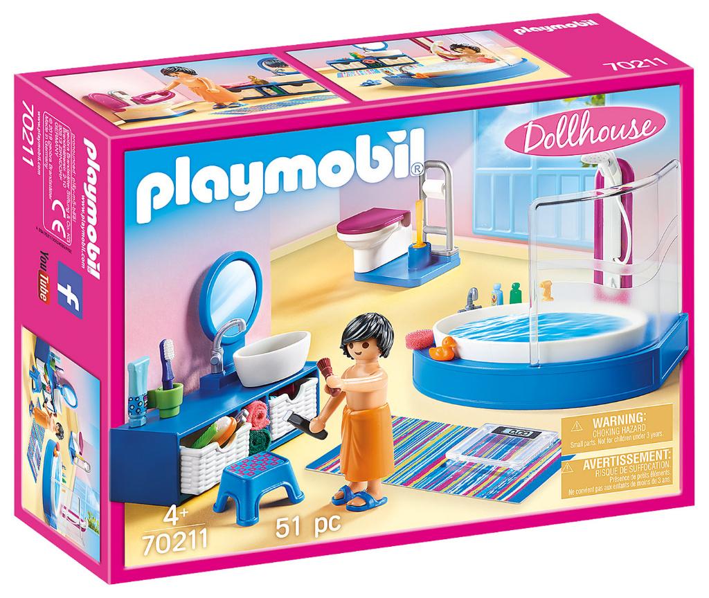 PLAYMOBIL 70211 Dollhouse Badkamer met Ligbad 51 delig, Ophalen of Verzenden, Nieuw, Complete set