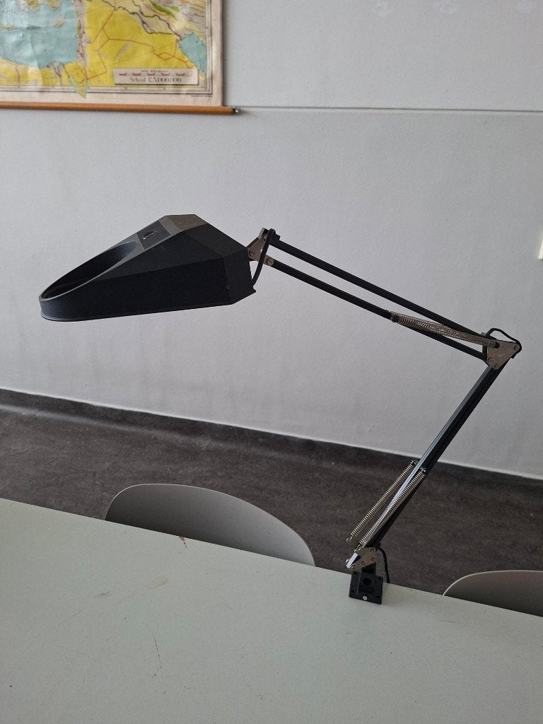 vintage Massive zwarte loeplamp bureaulamp architectenlamp, Ophalen of Verzenden, Gebruikt, Loeplamp