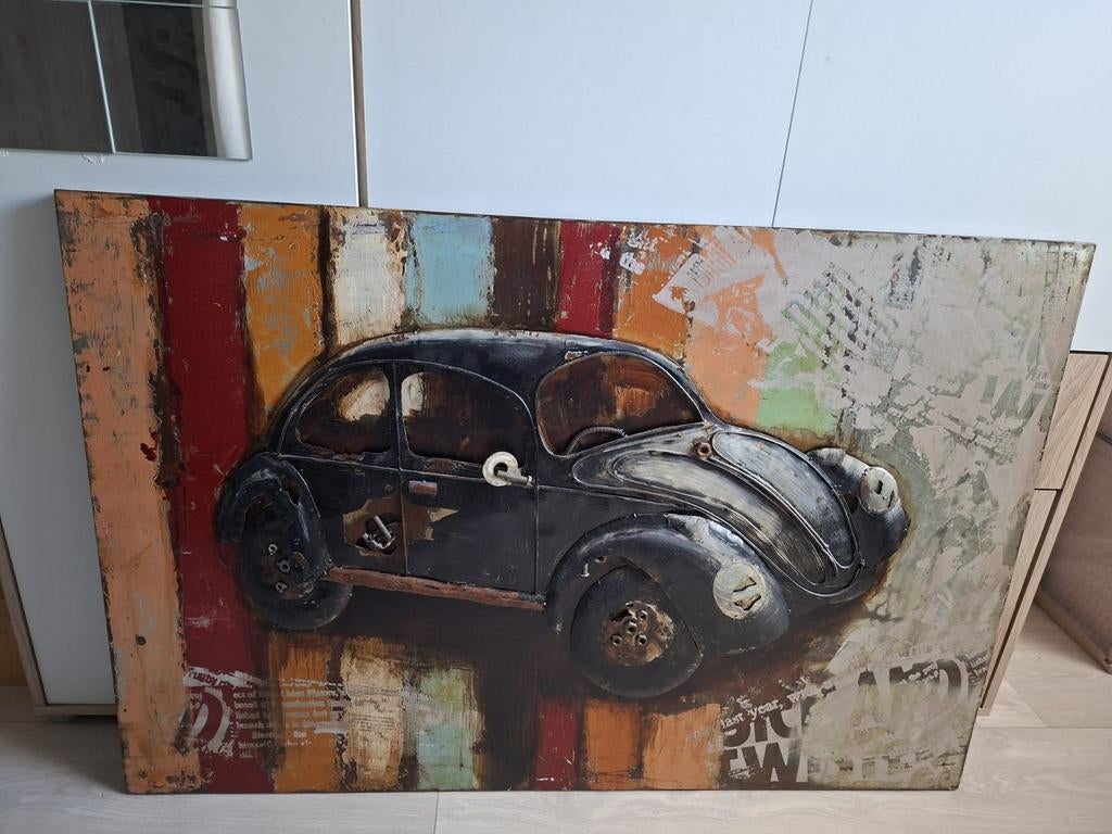 Metalen 3D schilderij VW Kever 120x80, Ophalen