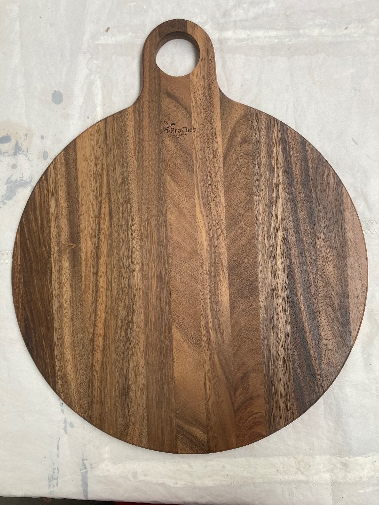 Snijplank rond accacia hout 47 cm, Hout, Snij-/serveerplank, Nieuw, Ophalen of Verzenden