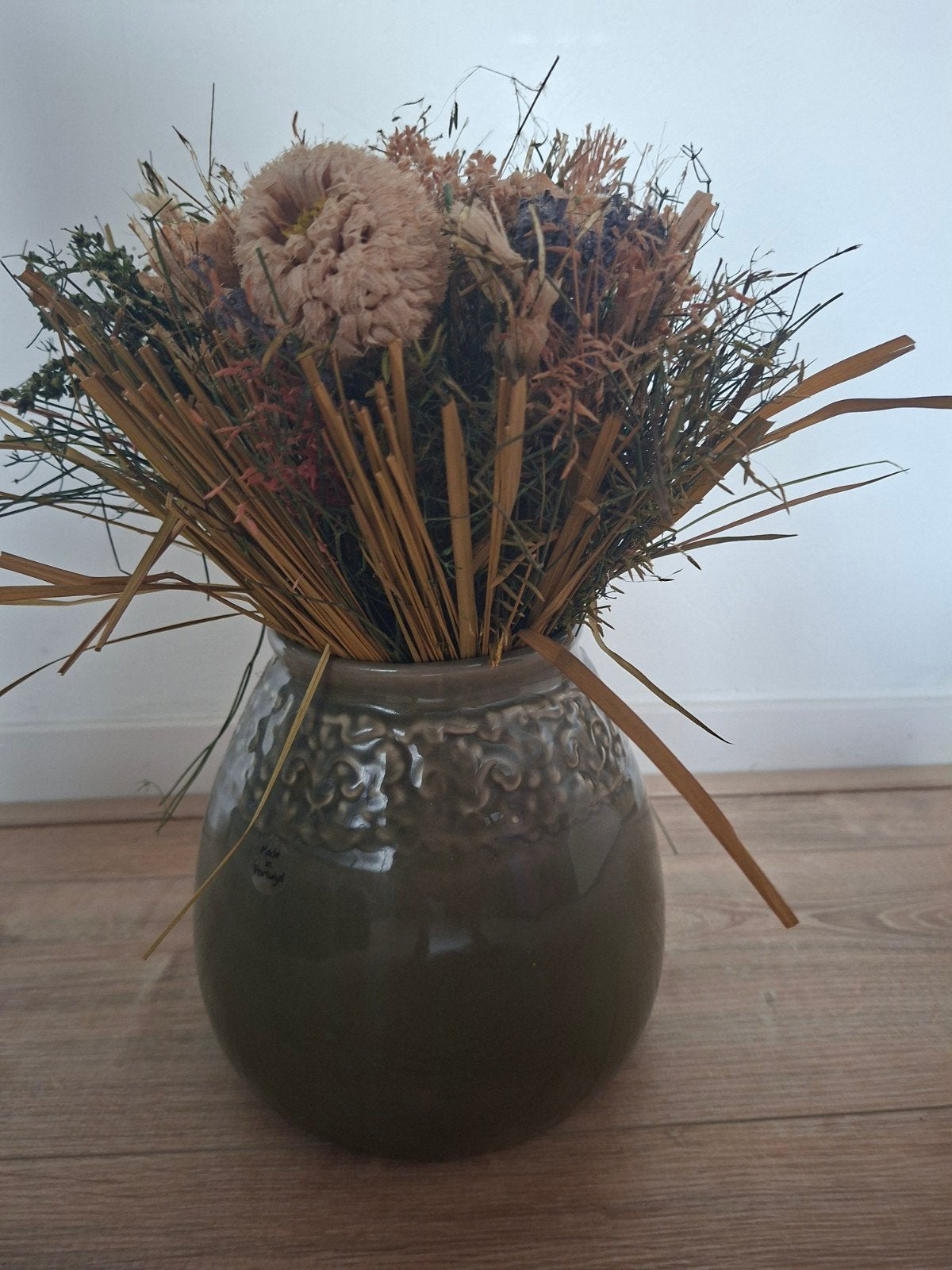 Decoratieve vaas met droogbloemen - Made in Portugal, Ophalen, Zo goed als nieuw
