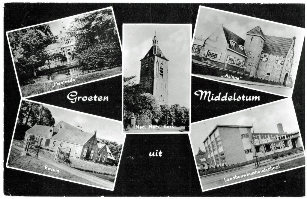 Groeten uit Middelstum, vijfluik, ca. 1968, Verzamelen, Verzenden, 1960 tot 1980, Gelopen, Groningen