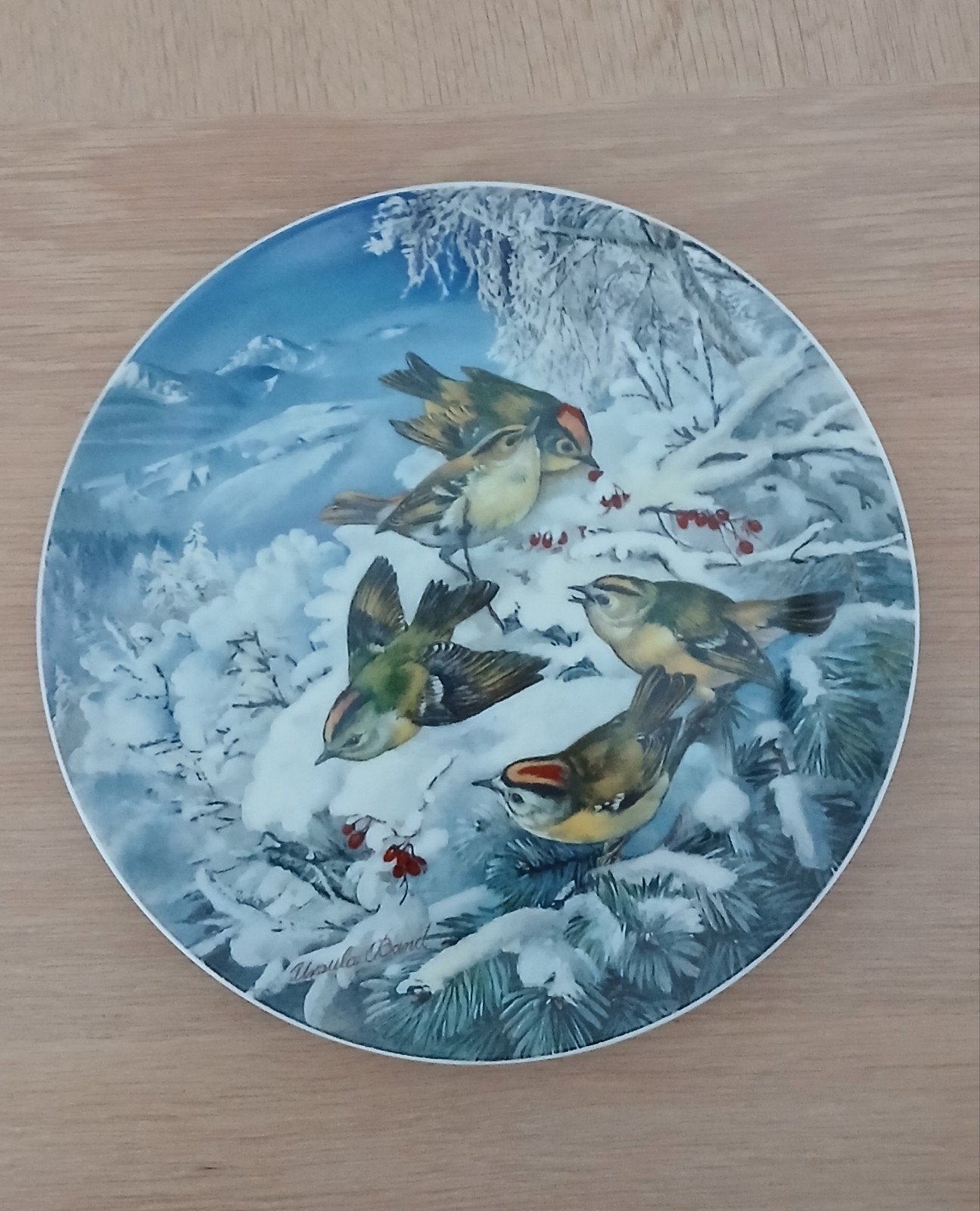 Hutschenreuther Wintergoldhähnchen am Waldrand sierbord, Ophalen of Verzenden