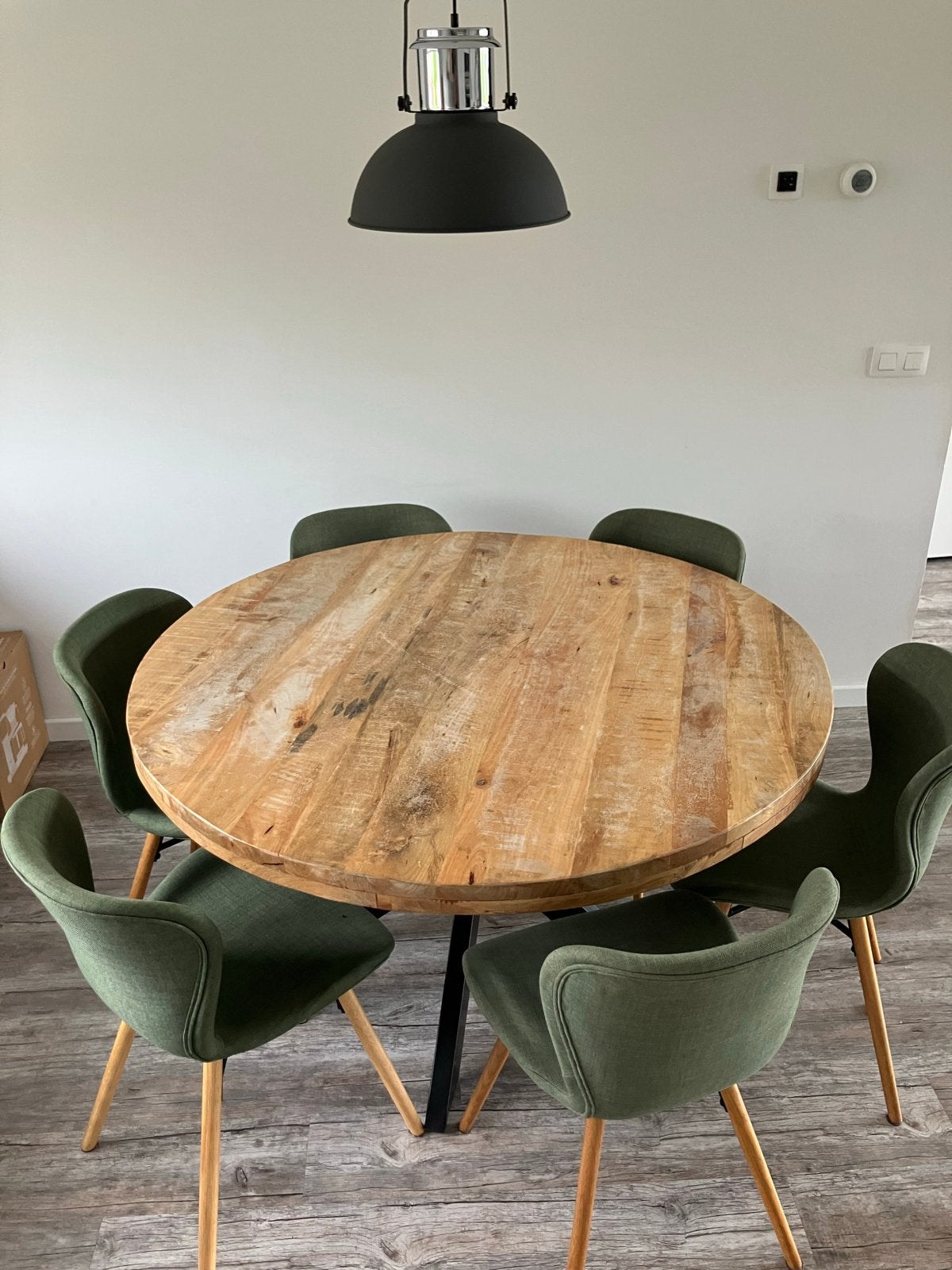 Ronde eettafel 130cm met metalen spinpoot, Huis en Inrichting, Tafels | Eettafels, Ophalen, Gebruikt, 100 tot 150 cm, Rond