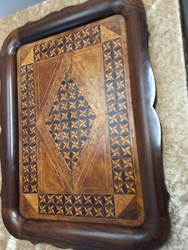 Verfijnd ingelegd dienblad, diverse houtsoorten, 50x68cm, Ophalen of Verzenden