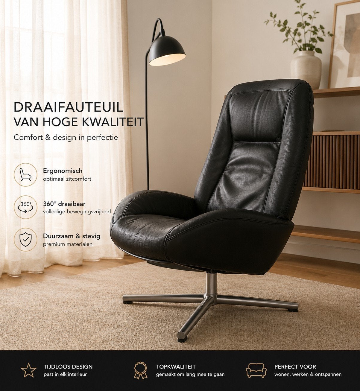 Super stoel! Möntel fauteuil + hocker, Huis en Inrichting, Fauteuils, Zo goed als nieuw, Leer, 75 tot 100 cm, Ophalen
