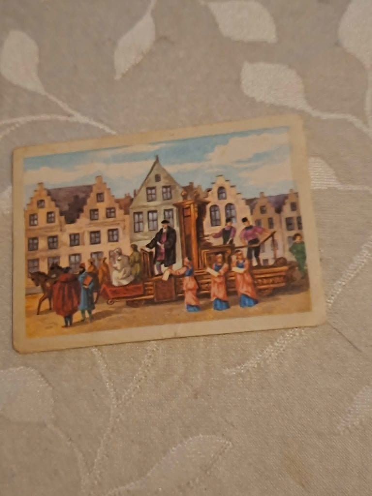 prentje/chromo : Praalwagen der drukkers/Chocolade Jacques, Gebruikt, Verzenden, 1940 tot 1960, Prent