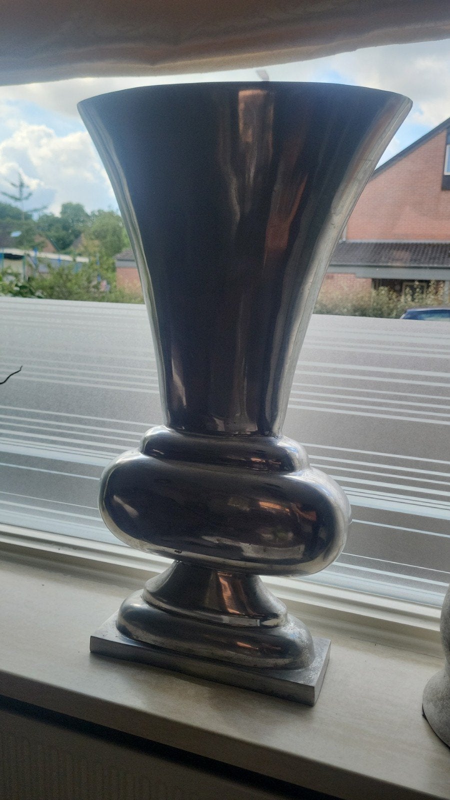 Grote Zilverkleurige Decoratieve Vaas - H75 B44 D19, Ophalen