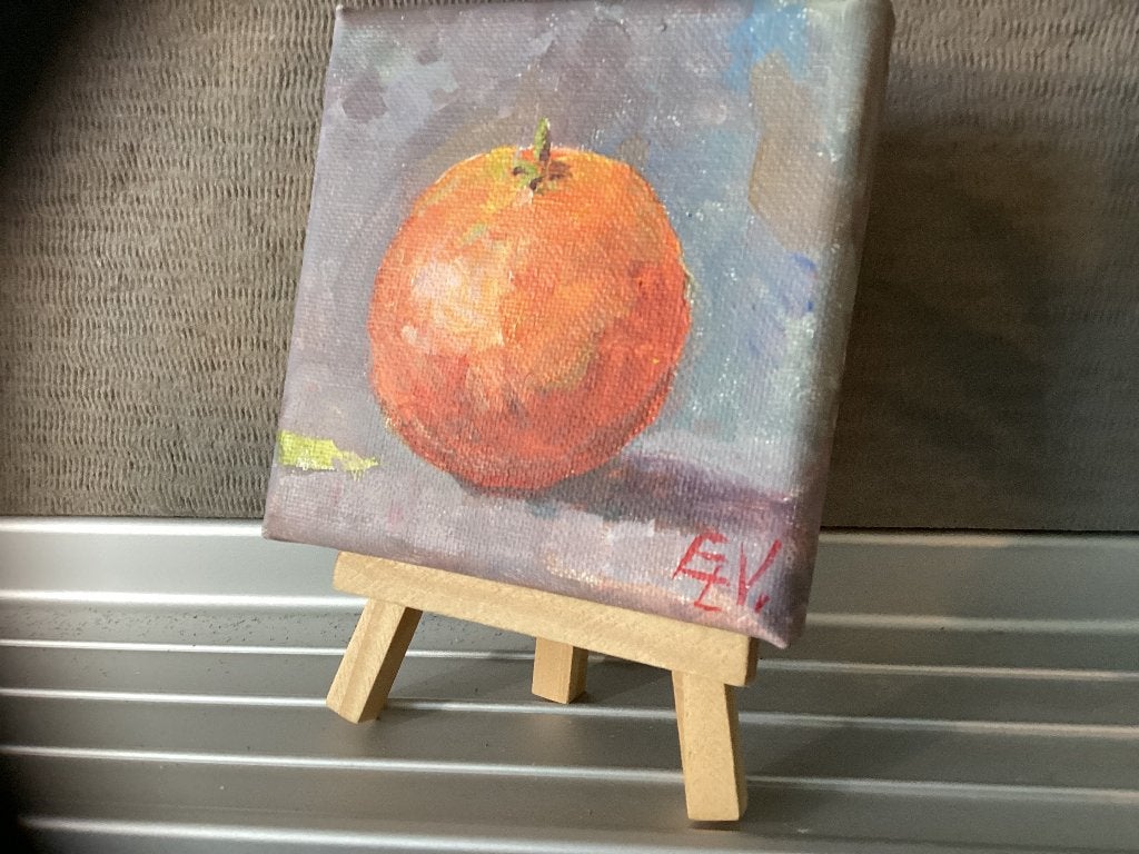 Schilderij minikunst 10x10cm., Ophalen of Verzenden, Overige materialen, Handgeschilderd, Acrylverf