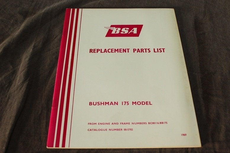 BSA 175cc Bushman 1969 motorcycle parts list, Ophalen of Verzenden, Overige merken