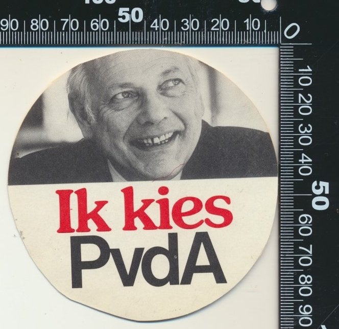 Sticker: PVDA - Joop den Uyl - Ik kies, Verzamelen, Stickers, Ophalen of Verzenden, Zo goed als nieuw, Bedrijf of Vereniging