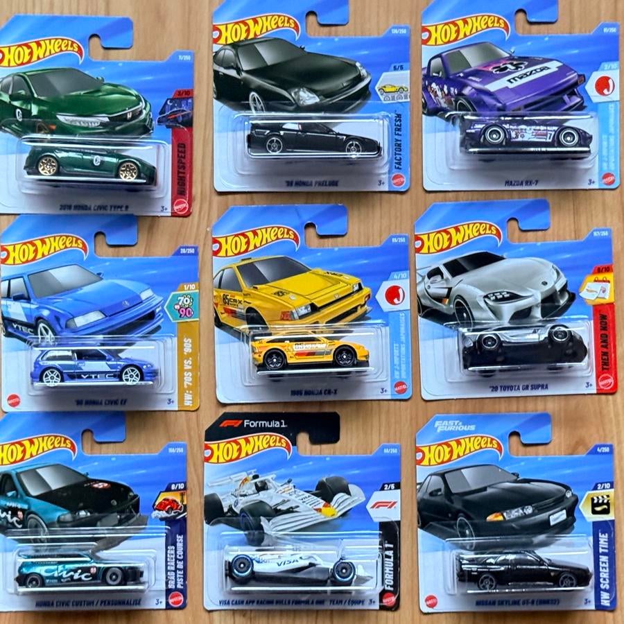 9x Hot Wheels Honda Toyota Mazda, Hobby en Vrije tijd, Modelauto's | Overige schalen, Ophalen of Verzenden, Nieuw, Auto