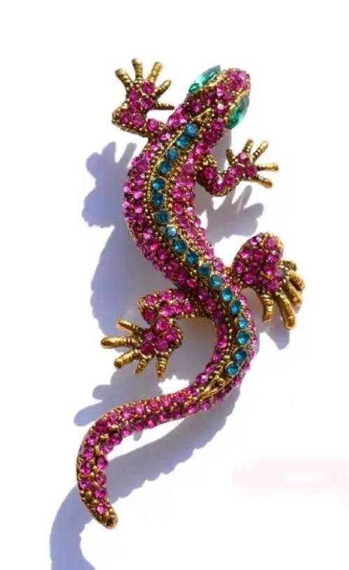 Salamander Broche, bewerkt met steentje! CADEAUTIP, Sieraden, Tassen en Uiterlijk, Broches, Verzenden, Nieuw, Overige kleuren
