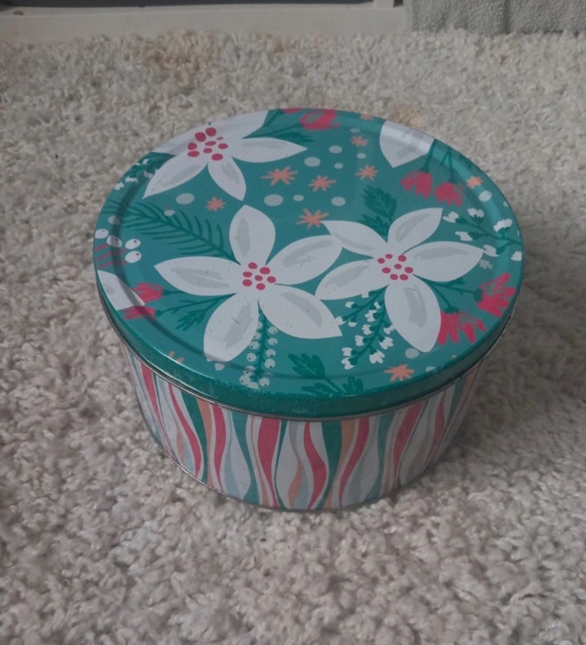 Decoratieve metalen blik met bloemenprint, Verzamelen, Ophalen of Verzenden, Zo goed als nieuw, Overige