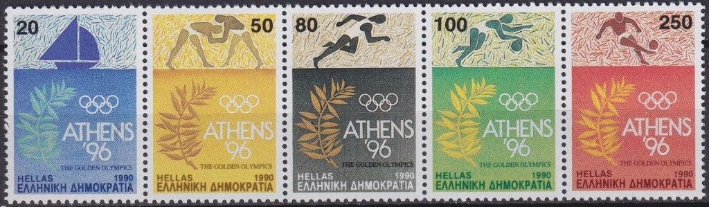 Griekenland 1990 olympische spelen strip Vl. 1820/1824**, Verzenden, Griekenland, Postfris