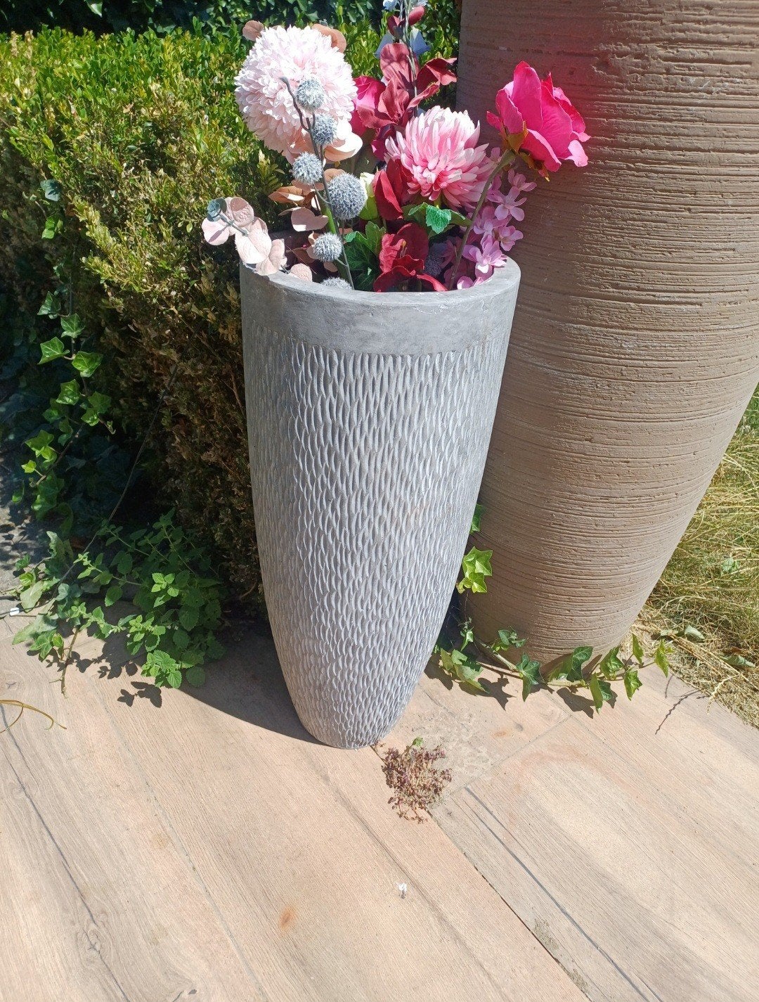 Steen Grijze Bloempot.met of zonder bloemen, Ophalen of Verzenden