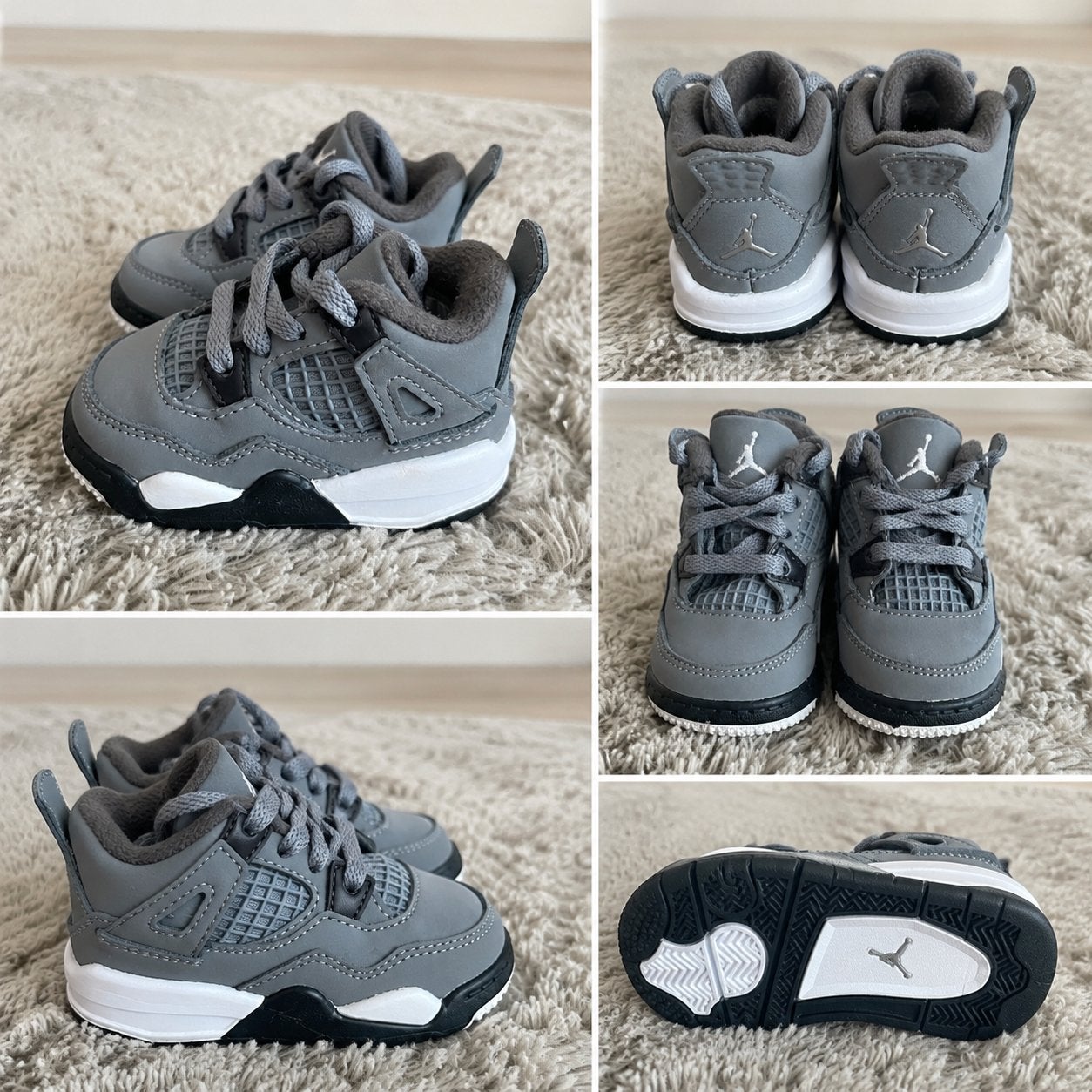 Jordan 4 Retro 'Cool Grey' babyschoentjes - Maat 16, Ophalen of Verzenden, Zo goed als nieuw, Jongetje of Meisje, Schoentjes