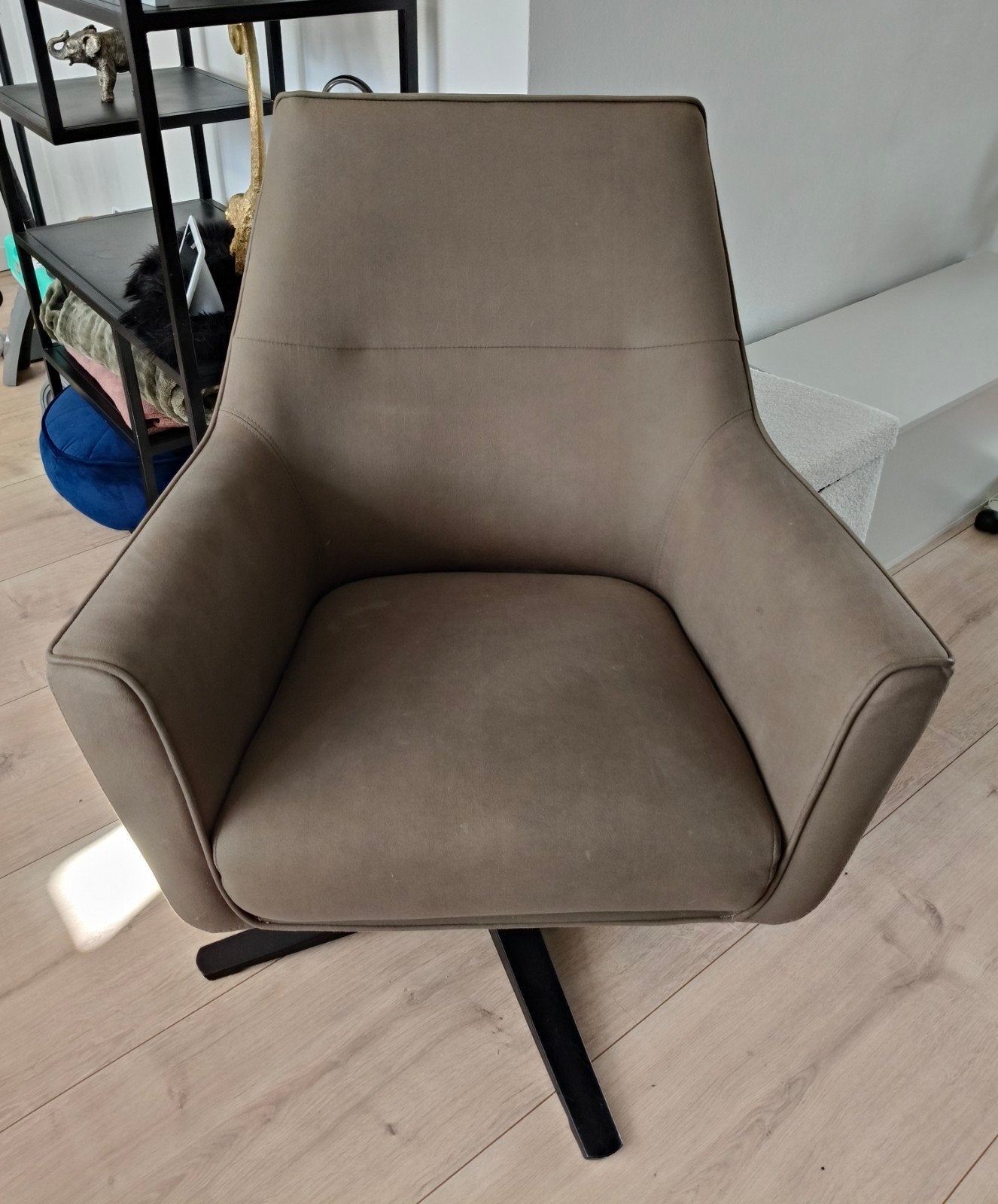 Fauteuil Tod Taupe Micro-suede, Ophalen, 75 tot 100 cm, Zo goed als nieuw, 75 tot 100 cm