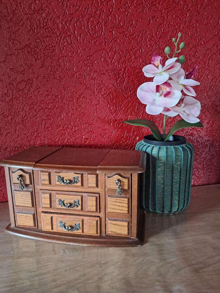 Prachtige vintage houten sieradenkistje., Ophalen of Verzenden