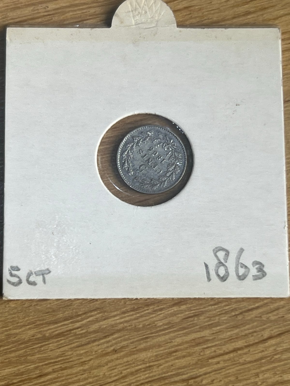 Zilveren 5 cent munt 1863 Willem III, Ophalen, Koning Willem III, Zilver, Losse munt