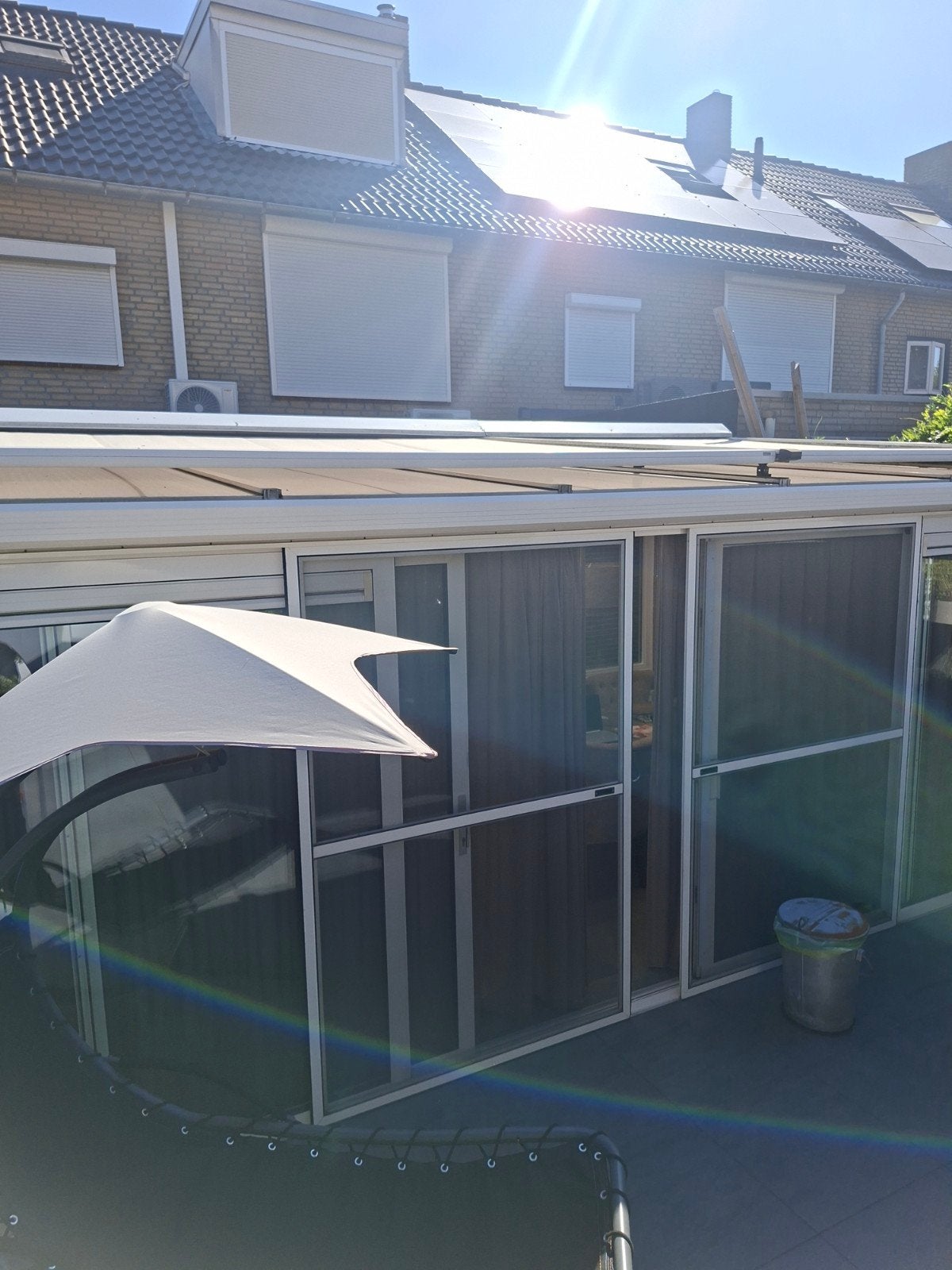 Elektrisch zonnescherm voor veranda 6m breed, 3m uitval, Gebruikt, 450 cm of meer, Elektrisch, Ophalen of Verzenden