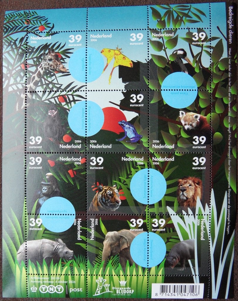 Velletje postzegels –  bedreigde dieren, Postzegels en Munten, Verzenden, Postfris