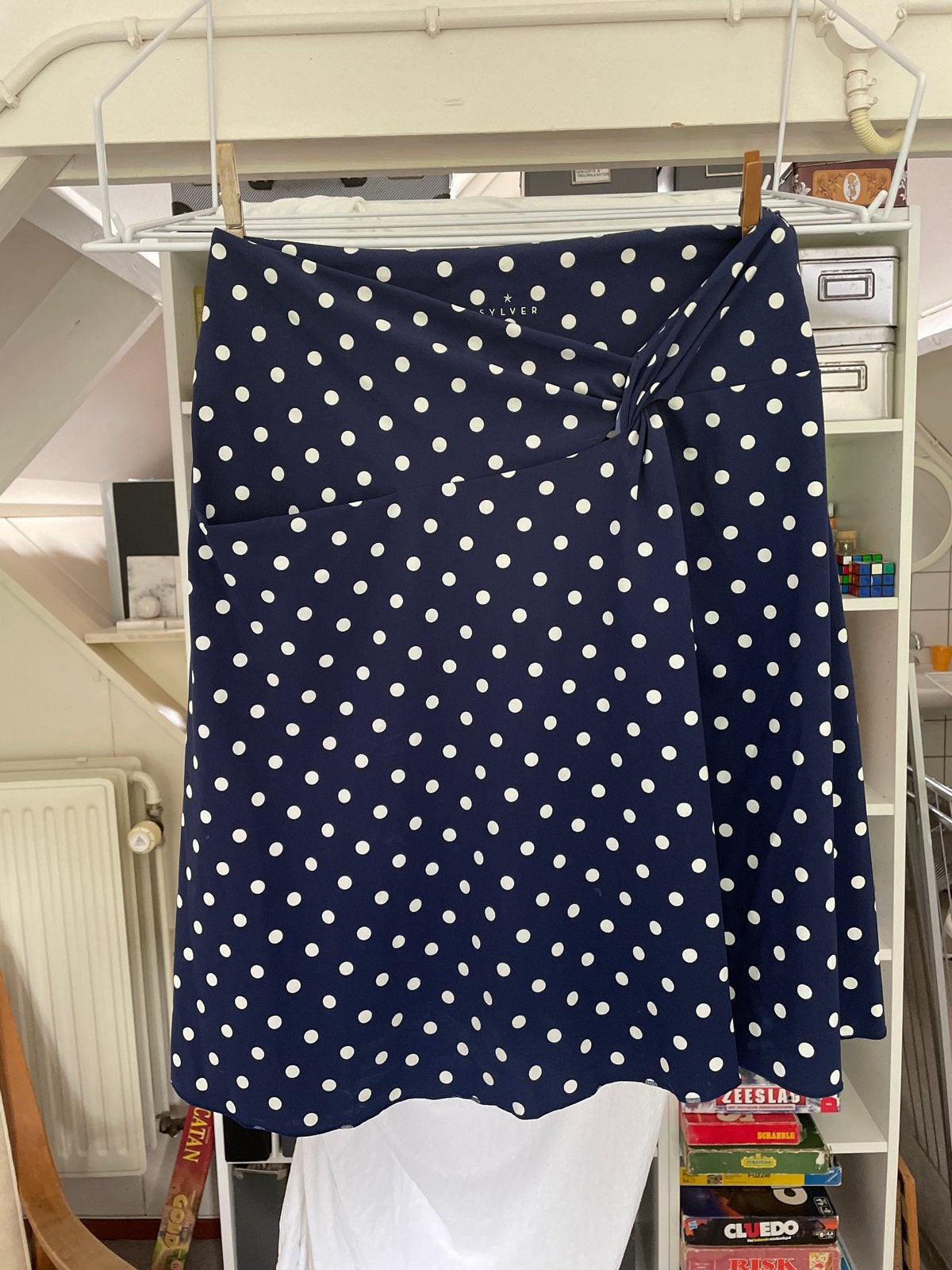 Sylver rokje met witte stippen, maat 38 (M), Kleding | Dames, Maat 38/40 (M), Blauw, Ophalen of Verzenden, Zo goed als nieuw