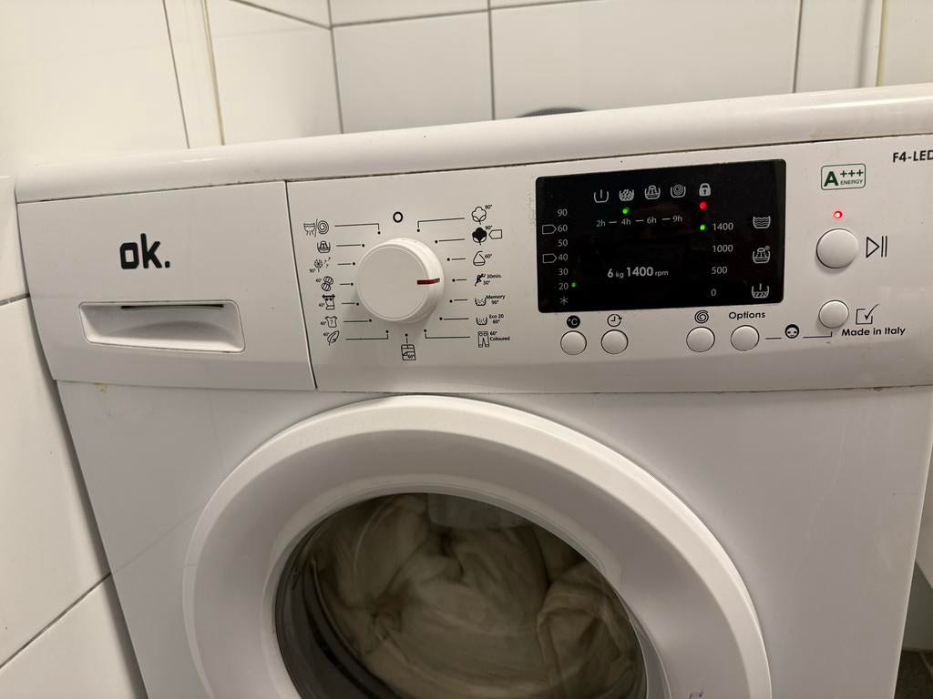 OK. Wasmachine F4-LED 6kg 1400rpm - Gebruikt, 1200 tot 1600 toeren, 4 tot 6 kg, Ophalen of Verzenden, Zo goed als nieuw