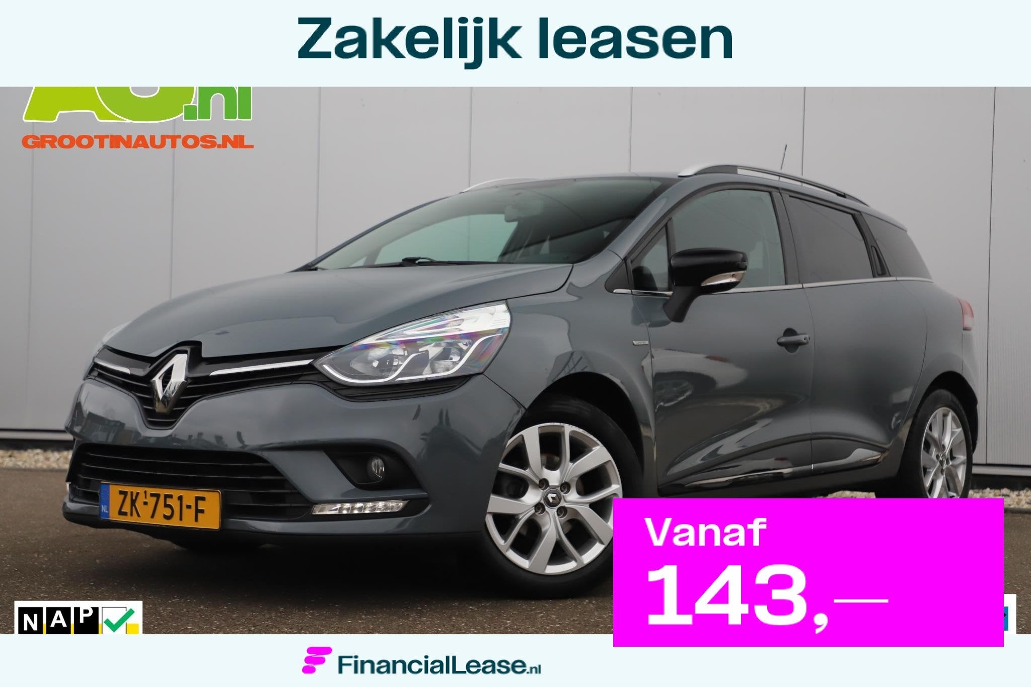 Renault Clio Estate 0.9 TCe Limited Nardo Grey 16 inch LMV K, Voorwielaandrijving, 898 cc, Stof, Gebruikt