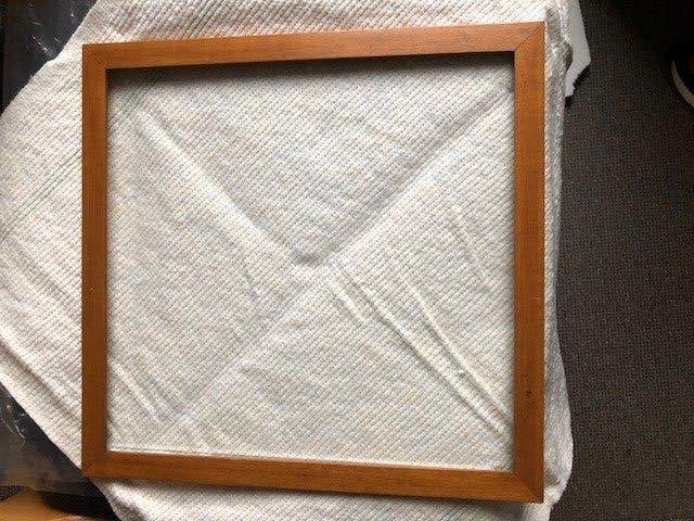 lijst hout eiken gebeitst ontspiegeld glas merklap, Bruin, 32 cm, Overige typen, Ophalen of Verzenden