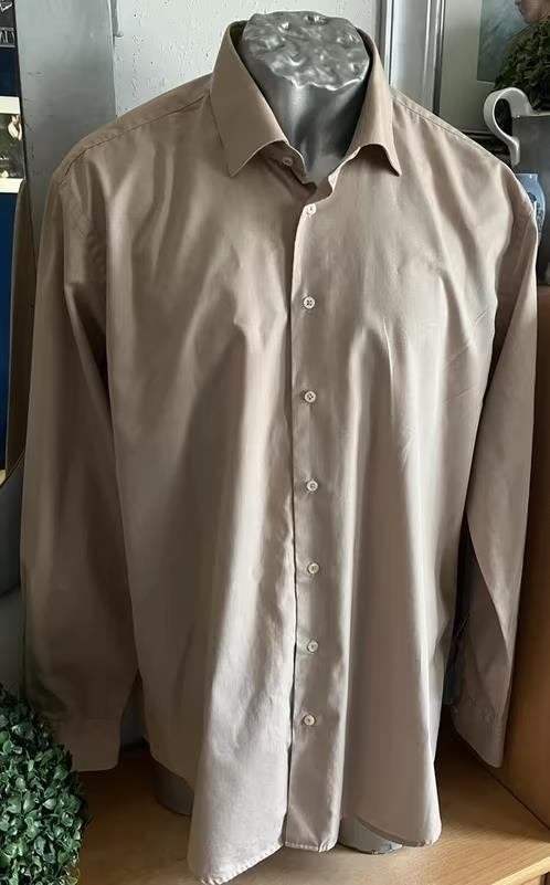 Ledub midern fit maat 43 overhemd, Ophalen of Verzenden, Zo goed als nieuw, Beige, Halswijdte 43/44 (XL)