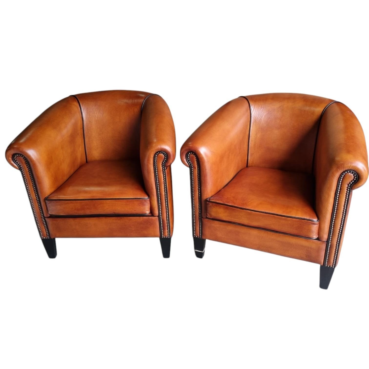 2x Chesterfield fauteuil Cognac + BEZORGING GRATIS, Onbekend, Nieuw, Ophalen of Verzenden, Onbekend